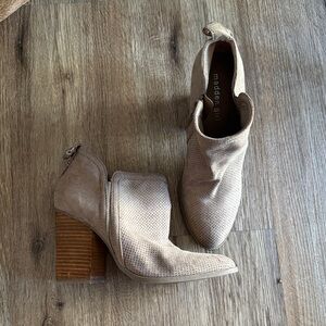 Madden Girl Perforated Beige Ankle Booties